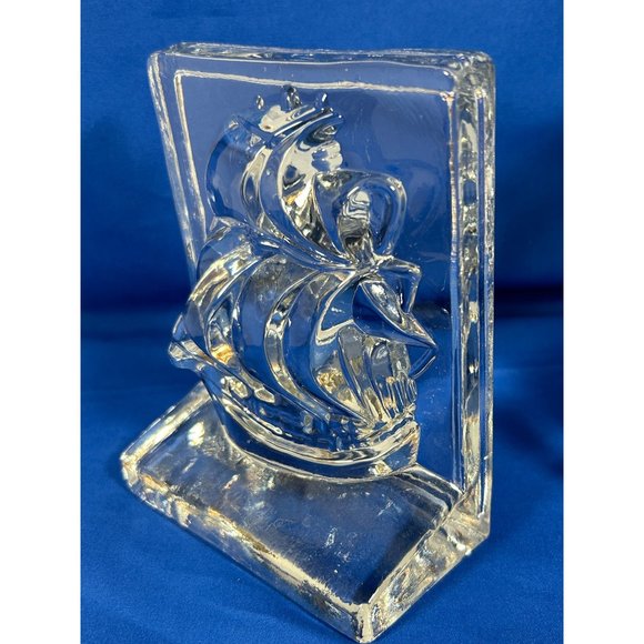 VTG Crystal Clipper Sailing Ship Schooner Bookends New Martinsville 3D Maritime - Picture 7 of 14